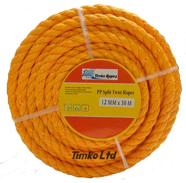12mm Orange Polypropylene Rope x 30m Coil