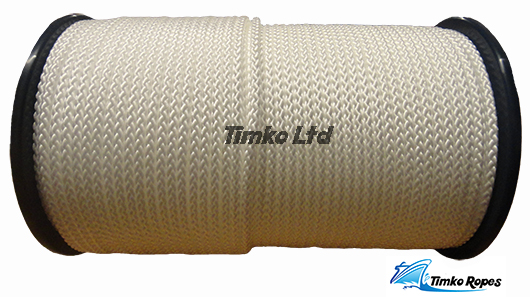 White 8-Plait Coreless Braided Polyester Cord