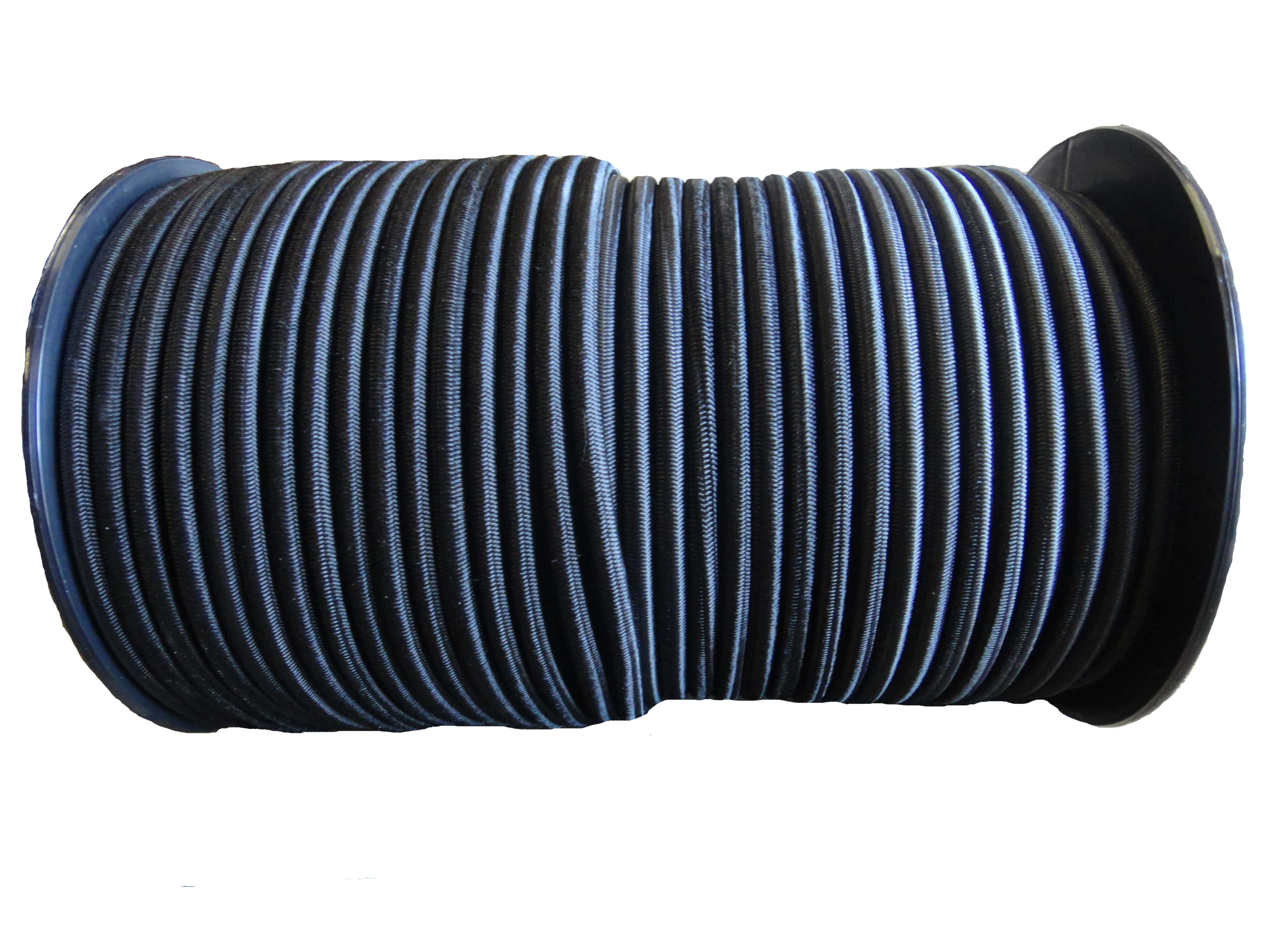 Bungee Rope 100 Metre x 5mm Shock Cord Elastic in Black White with Black fleck 
