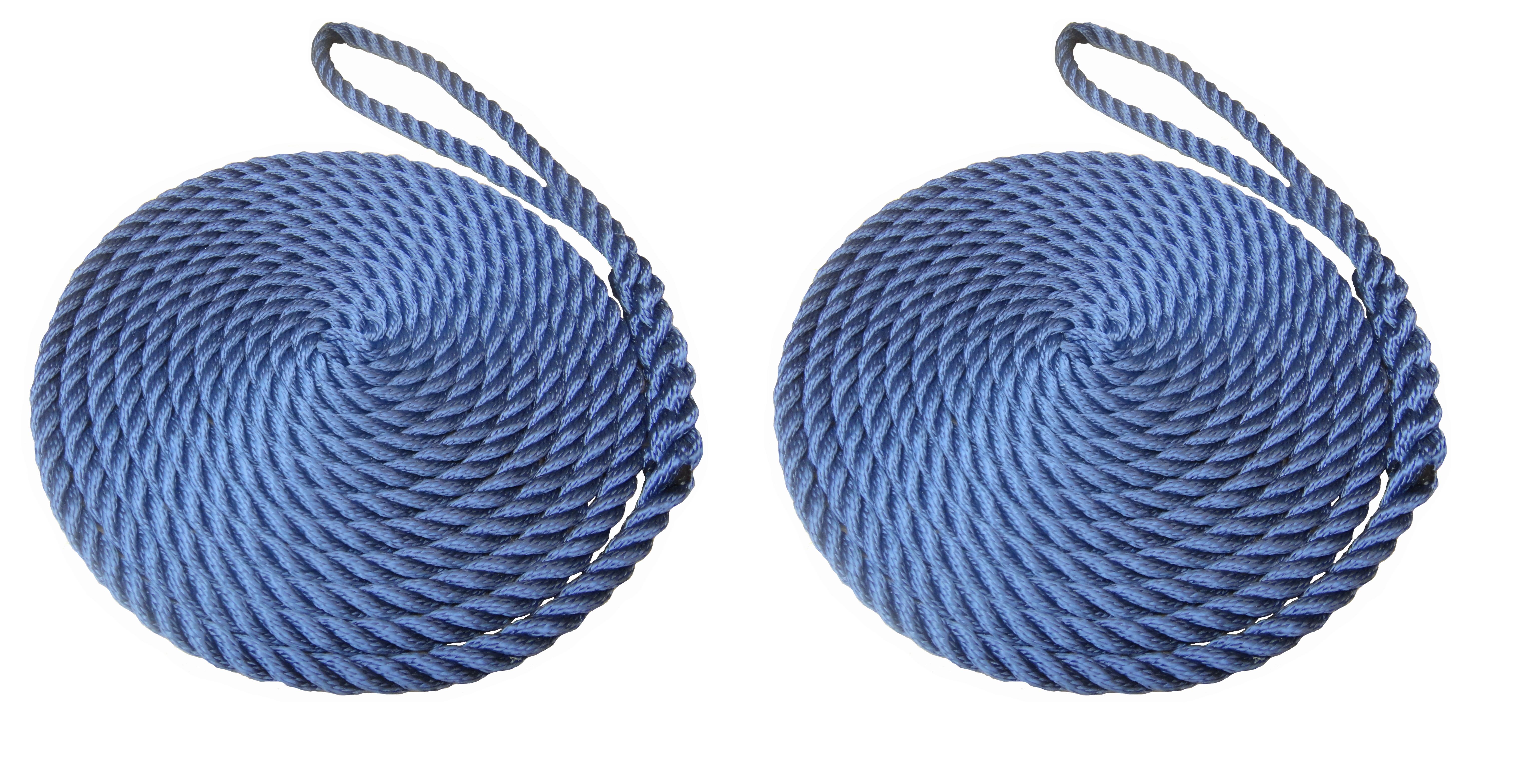 2 x 16mm Navy Blue 3-Strand Boat Mooring Ropes/Warps/Lines Large Soft Eye One End